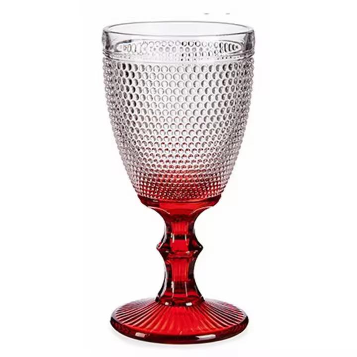 Gerimport Set 6 Copas de Vino Cristal Puntos Rojo 33 Cl - 1