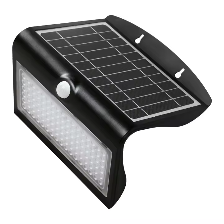 APLIQUE LED SOLAR KORPASS COM SENSOR 8W PRETO FRIA - 1