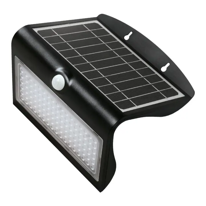 APLIQUE LED SOLAR KORPASS COM SENSOR 8W PRETO FRIA - 1