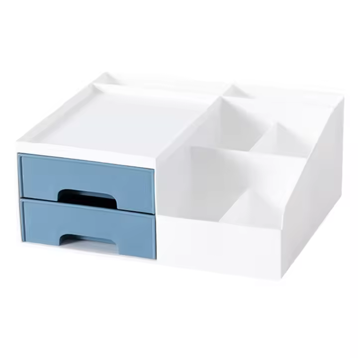 Organizador de escritorio con organizadores de cajas para espacio de trabajo de oficina, soporte de escritorio, papelería de plástico - 1