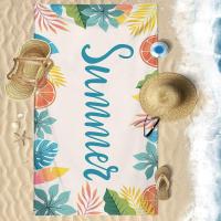 Toalla de playa grande extra grande, toalla de piscina grande de microfibra de secado rápido, patrón de hojas de fruta, ligera y compacta, adecuada para adultos, mujeres, hombres, viajes, natación, baño - details 1