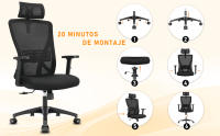 Silla Oficina Ergonómica, Silla de Escritorio con Reposacabezas Ajustable, Reposabrazos, Soporte Lumbar, Altura Regulable y Oscilación de 90°-120°, Silla Giratoria Capacidad de Peso 150kg - details 3