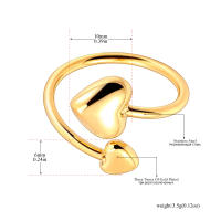 Anillo Ajustable Romántico De Doble Corazón Para Mujer Lokaer En Acero Inoxidable Color Oro Resistente Al Rust Never Descolora Joyería Chic Para El Día - details 0