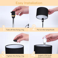Aigostar - Lámpara de Mesa Clásica, Porlámparas de Casquillo Fino E14, Lámpara Decorativa Clásica con Base de Acero Brillante y Tulipa Negra, Perfecta para Mesa de Noche o Decorar Cualquier Estancia - details 3