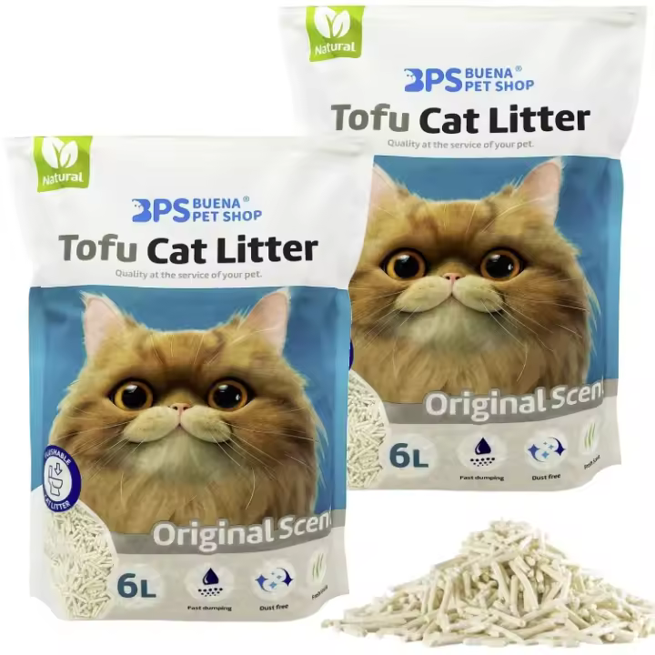 Arena aglomerante gato de tofu | Original | 6L/12L  BPS  Elaborada con ingredientes de origen vegetal  Arena para gatos con Control de olores  Arena para gatos apta para desecharse en el Inodoro  Arena Biodegradable | Pellets gato - 1