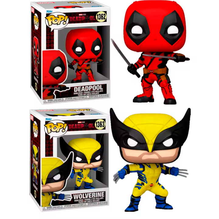 Funko PAck 2 Funko Lobezno y Deadpoll Deadpool Masacre Deadpool and Wolverine Deadpool 3 Funko Pop 1362 1363 Deadpool 3