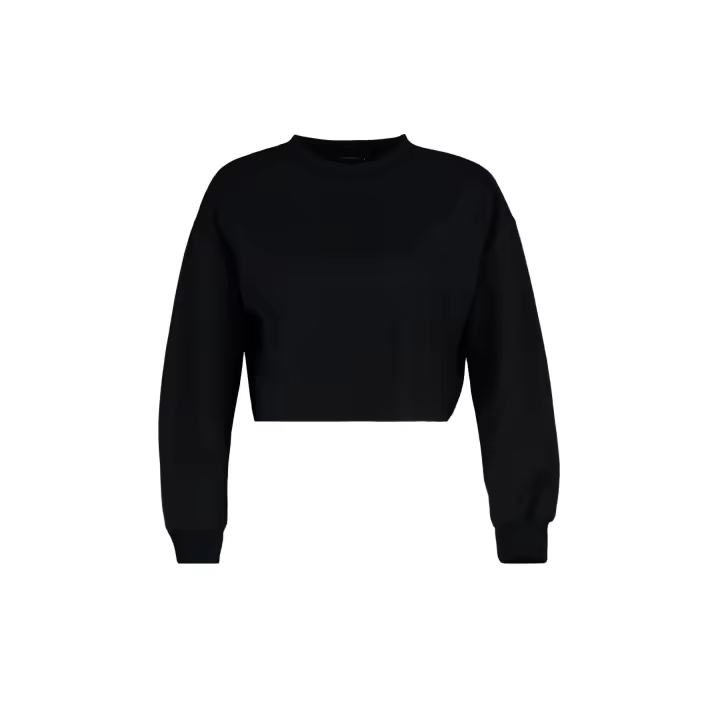 Trendyol Black Crop Waffle Fabric Knitted Sweatshirt Twoaw23Sw00319 - 1