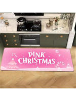 Alfombra De Cocina Rosa Merry Christmas Con Diseño De Navidad Y Santa Claus Antideslizante Para Decoración Del Hogar Y Festivales 2 Piezas De Flanela - details 3