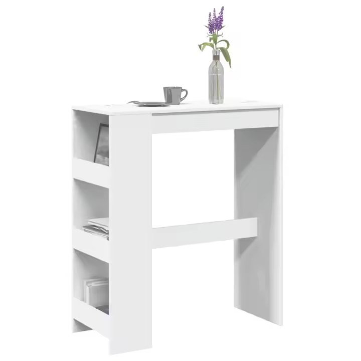 Mesa alta con estantes madera ingeniería 90x40x103,5 cm - 1