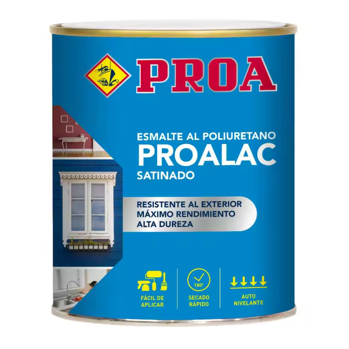 Esmalte al poliuretano PROALAC satinado blanco - Resistente al exterior - Alta dureza - Máximo rendimiento - Marca Proa - 1
