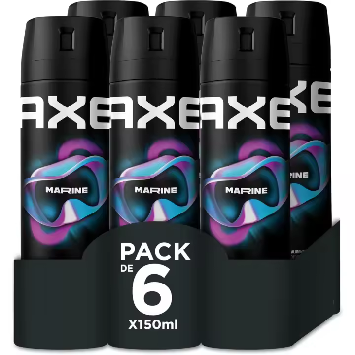 Axe Marine Desodorante Aerosol - 150 ml - Pack de 6 botes - 1