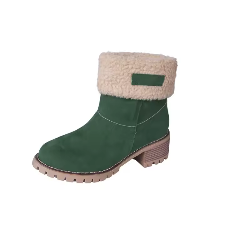 Botas De Invierno Para Mujer Con Piel Acolchadas Botas De Nieve Calientes Botines De Lana Cómodas Botas De Rodilla Media Casual Para Mujeres - 1