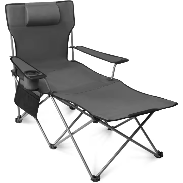 Silla de Camping Plegable con Respaldo Ajustable y reposapiés - 1