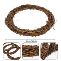 Corona Natural De Rattan 25/30cm Diámetro Hecha a Mano Decoración De Navidad Y Fiestas Helecho Vino Correas De Paja Para Adornos De Casa Y Jardín - details 1