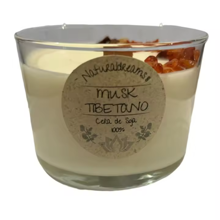 Vela Cera de Soja Musk Tibetano - Almizcle Tibetano - Artesana - NaturalDreams8 - Hecho a Mano - 270ml - 1