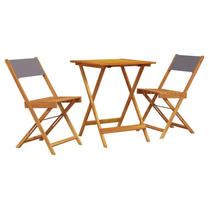vidaXL Juego de bistro de 3 piezas tela y madera maciza antracita - 1