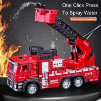 Juguete De Coche Camión De Bomberos 1/32 Con Sonido Luz Escala 1:32 Regalo Para Niños Decoración Vehículo De Rescate Con Escalera Y Bomba De Agua - details 3