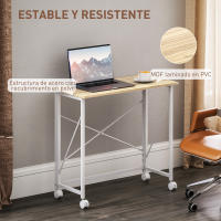 HOMCOM Escritorio Plegable con Ruedas Mesa Escritorio Compacta Mesa de Ordenador Portátil para Casa Oficina Espacios Pequeños 80x40x75 cm Natural - details 5