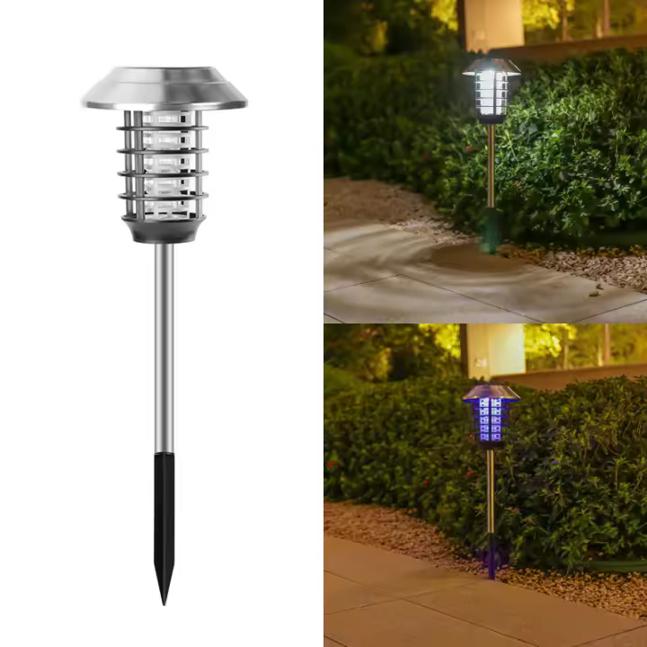 Lámpara Asesina De Mosquitos Solar 2 En 1 Con Luz UV Impermeable Para Jardín Camping Iluminación De Paisaje LED Regalo - 1