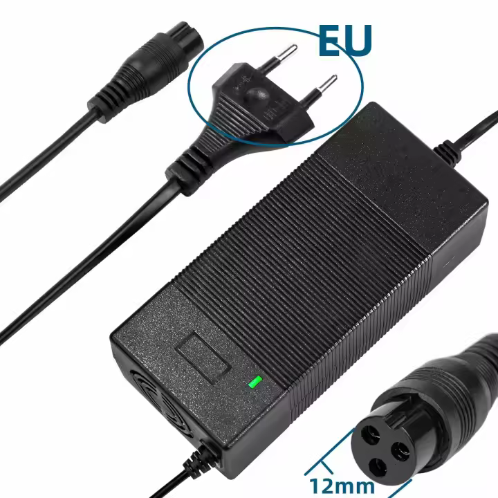FGNS Fuente alimentación 42V 2A para Patinete Electrico 3 Pines 12MM(Conector CC GX16), Cargador para Scooter eléctrico  e-Bike 36 V 10 Series Cargador de batería Li-ION con conector 3P GX16 - 1