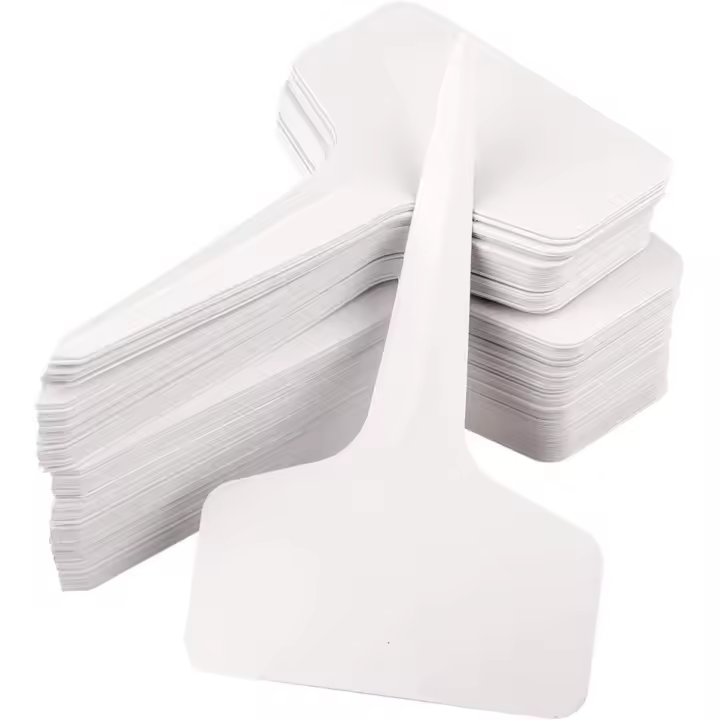 Plant Labels and Pen for Outdoor Plants, 100Pcs Plant Markers & Labels Plastic White Garden Plant Tags for Seed, Herb, 6x10cm, T-Type - 1