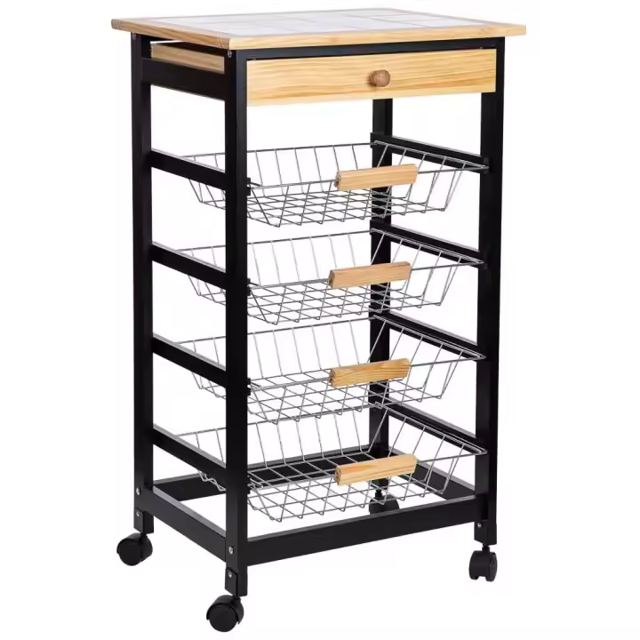 Carro de cocina de madera 47x37x82h cm - 1