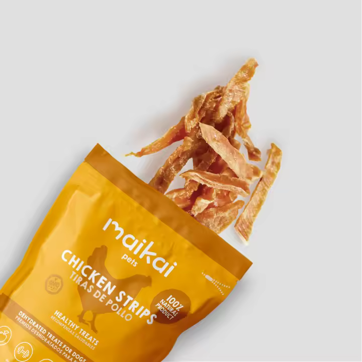 MAIKAI PETS - Tiras de Pechuga de Pollo Deshidratadas. 100g. Chuches para Perros y Gatos. 100% Natural. Bajos en Grasa y Ricos en Proteínas. - 1