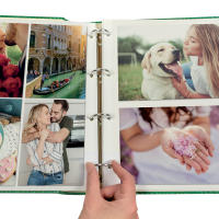 Álbum de fotos de anillas con páginas adhesivas para pegar fotos, tapa con clásica decoración dorada. Álbum coleccionable con 5 páginas adhesivas incluidas, posibilidad de añadir otras páginas, adhesivas o slip-in para conservar tus recuerdos y tus fotos - details 6