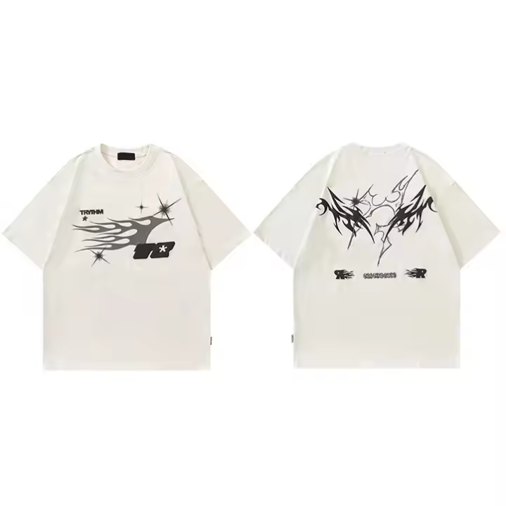Camiseta Hip Hop Para Hombres Estilo Harajuku Graphic Cotton Casual Verano Tops Tees Blanco Morado Streetwear Aesthetic - 1