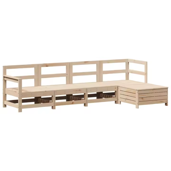 vidaXL Juego de sofás de jardín 5 piezas madera maciza de pino - 1