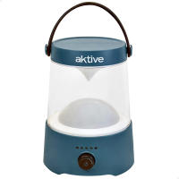 Aktive - Lámpara LED recargable 400 lm, 3 modos luz ajustables, asa y colgador, resistente al agua IP44, ideal para camping y exteriores, doble alimentación con power bank USB, batería recargable o 4 pilas AA, alcance 10 m, luz clara y uniforme - details 0