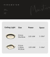 Lámpara De Techo Moderna Y Sencilla LED Decorativa Nórdica Luces De Interior Para Sala De Estar Dormitorio Pasillo Material Metálico Y Acrílico - details 3