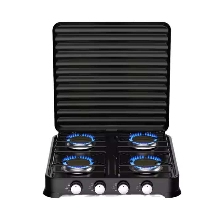 Estufa de Gas para Camping, Cocina de Gas de Mesa de Acero Inoxidable de 5,4 KW, Estufa de Camping portátil con 4 quemadores, Control de Temperatura Ajustable, Encendido automático, - 1