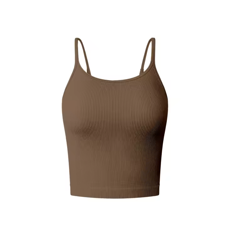 Top De Yoga Para Mujer Sólido Ribbed Sin Mangas Transpirable Basic Summmer Crop Top Deporte Camisola Interior Elasticidad - 1