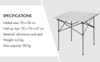Mesa de Camping Plegable de Aluminio Mesa Cuadrada Roll Up Top 4 Personas Mesa de jardín compacta con Bolsa de Transporte para Picnic Campamento Backyard Barbacoa Plateado - details 0