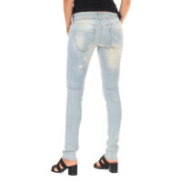 MET-Pantalon Tejano Largo efecto gastado y rasgado 10DB50130 para Mujer