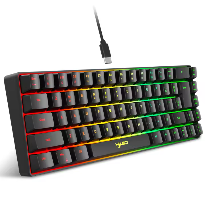 Teclado De Juego Con Iluminación RGB De 69 Teclas Diseño Compacto De 68% Teclado Conectado Por Cable Estándar Para Oficinistas Y Jugadores - 1