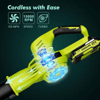 3000W Soplador de hojas inalámbrico - Soplador de hojas eléctrico inalámbrico de 21 V con 2 baterías y cargador, modo de 2 velocidades, soplador de hojas ligero de 2.0 Ah para cuidado del césped, patio - details 1