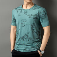 Camiseta De Seda De Hielo Talla Grande Para Hombres Verano Transpirable Absorbedor De Sudor Casual Corta Elástica Y Versátil - details 9
