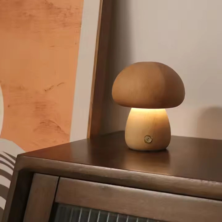 Lámpara De Noche LED INS Con Interruptor Táctil En Madera Estilo Búho Decorativa Para Dormitorio Y Habitación De Niños Luz De Mesa Suave Para Dormir - 1