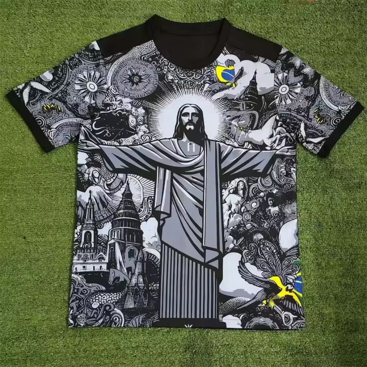 Camiseta De Fútbol De Verano Edición Especial Brasil Jesus Para Adultos Y Niños Casual Quick-drying Poliéster Camiseta De Outdoor - 1