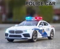 Coche De Policía M8 a Escala 1/32 En Metal Con Retroceso Pull Back Vehículo De Simulación Abre Puertas Juguete Para Colección Y Regalo Para Niños - details 0
