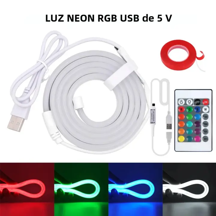 Lámpara De Neón LED RGB Flexível Con Control Remoto De 24 Teclas Y Tubo De Silicona Para Decoración De Iluminación Retroiluminada En El Hogar - 1