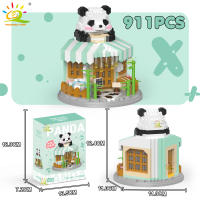 Mini Bloques De Construcción HUIQIBAO Moc Panda Vistas De La Ciudad Modelo De Café Para Decoración De Hogar Y Regalo Para Adultos - details 2