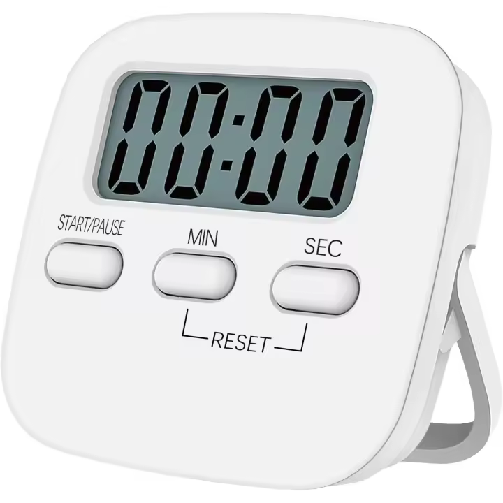 1 paquete de temporizador de Cocina digital con cuenta regresiva magnética, crónómetro con Alarma Fuerte, dígitos grandes, soporte asiento, orificio para Colgar para Cocinar, Ducha, baño, - 1