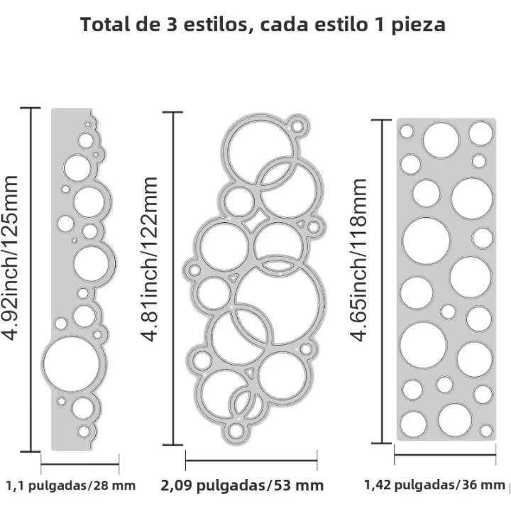3pcs Plantillas De Burbuja Para Embossing Con Marco De Acero Al Carbono Para Decoración De Manualidades Y Scrapbooking - 1