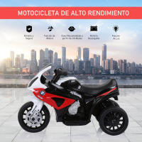 HOMCOM Moto Eléctrica Infantil con Licencia BMW S1000RR Triciclo Trimoto para Niños +2 Años con Luces y Música 66x37x44 cm - details 3