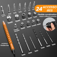 Taladro inalámbrico de alta potencia, taladro de impacto de 21 V, velocidad de 2000 rpm, 2 velocidades variables, con luz, ajuste de torque 25+3, función 3 en 1, perfecto para atornillar/taladrar/perforar. - details 4