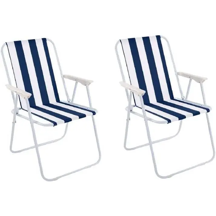 Set de 2 Sillas de Playa Plegable silla camping Tumbona Silla playa portátil para Piscina Jardín Playa Aire Libre - 1