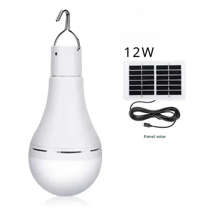 Lámpara Solar De 12W Impermeable Cargada Por USB Luz De Emergencia Iluminación Solar Para Exteriores E Interiores Bombilla Solar Para Casa - 1